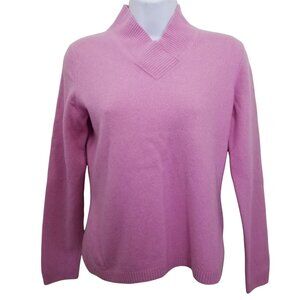 Investments M‎ Pullover Pink Sweater Fine Cashmere Knit V Neck Feminine Cozy